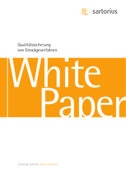 White Paper Qualitätssicherung von Einwägeverfahren