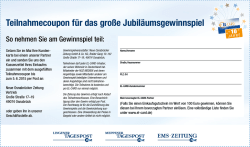 Teilnahmecoupon f&uuml;r das gro&szlig;e Jubil&auml;umsgewinnspiel - EL-Card