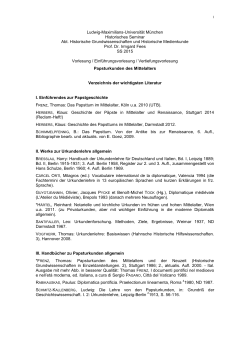 Literaturverzeichnis - Historische Grundwissenschaften und