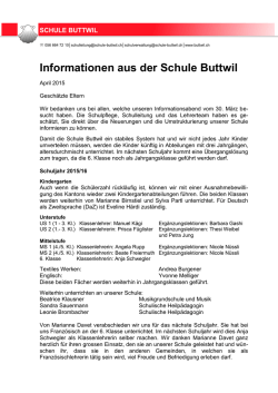 Informationen aus der Schule April 2015