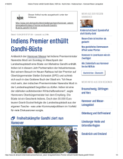 Indiens Premier enth&uuml;llt Gandhi