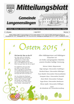 Mitteilungsblatt Langenenslingen KW 14 / 2015