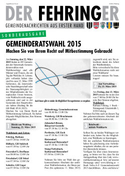 GEMEINDERATSWAHL 2015 - Hohenbrugg