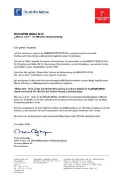 HANNOVER MESSE 2015: &bdquo;Messe Daily&ldquo; ist