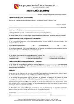 Nutzungsvertrag - Bürgergemeinschaft Nordweststadt e.V.