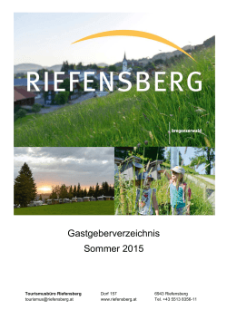 Gastgeberverzeichnis Sommer 2015