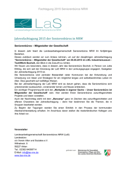 Jahresfachtagung 2015 der Seniorenb&uuml;ros in NRW