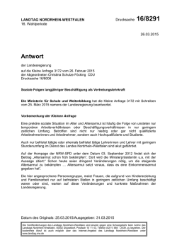 Kleine Anfrage – Antwort der Landesregierung