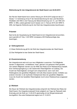 1 Wahlordnung für den Integrationsrat der Stadt Kaarst vom 04.05