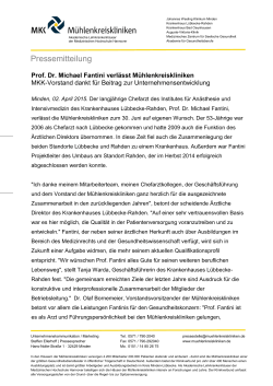MKK Pressemitteilung - Mühlenkreiskliniken