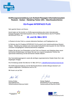 EU-Projekt INTERFACE PLUS 25. und 26. März 2015