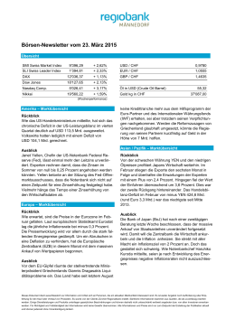 Börsen-Newsletter vom 23. März 2015