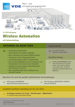 13. VDI-Fachtagung Wireless Automation - ifak