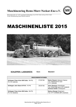 Maschinenliste 2015 - Maschinenring Rems-Murr-Neckar