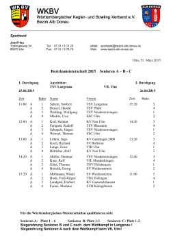 Bezirksmeisterschaft 2015 Senioren A – B - C - KV Neu-Ulm