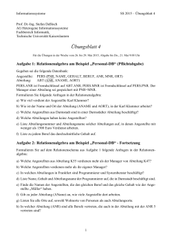 Übungsblatt 4 - Universität Kaiserslautern