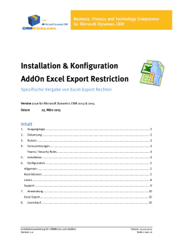 Installation & Konfiguration AddOn Excel Export
