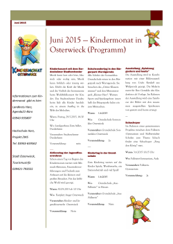 Juni 2015 — Kindermonat in Osterwieck (Programm)