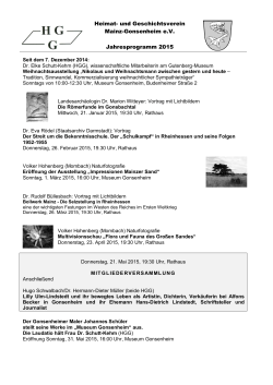 Jahresprogramm 2015 - Heimat- und Geschichtsverein Mainz
