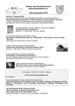 Jahresprogramm 2015 - Heimat- und Geschichtsverein Mainz