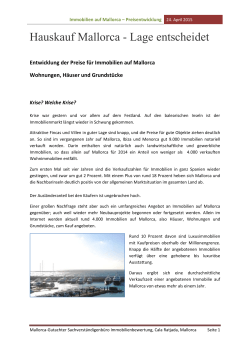 Preisentwicklung 2015 - Mallorca Ferienwohnung kaufen