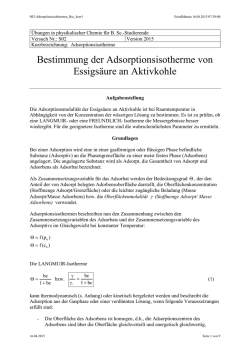 Bestimmung der Adsorptionsisotherme von Essigs&auml;ure an Aktivkohle