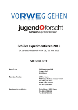 Liste der Sieger 2015