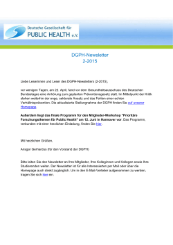 DGPH-Newsletter 2-2015 - Deutsche Gesellschaft für Public Health