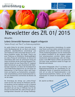 Newsletter des ZfL 01/ 2015 - Leibniz Universität Hannover