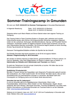 Information und Anmeldung f&uuml;r Sommer Traininingscamp in Gmunden
