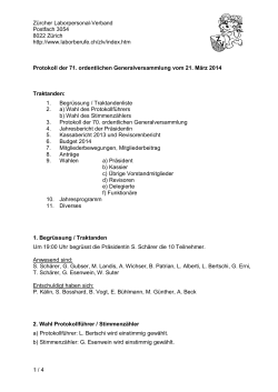 Protokoll GV ZLV 2014 - Fachverband Laborberufe FLB