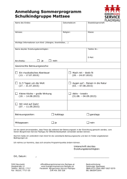 Anmeldung Sommerprogramm Schulkindgruppe Mattsee