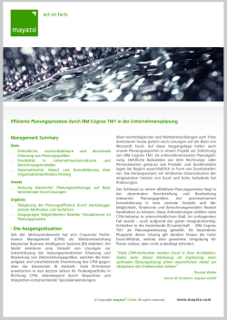 Effiziente Planungsprozesse durch IBM Cognos TM1 in der