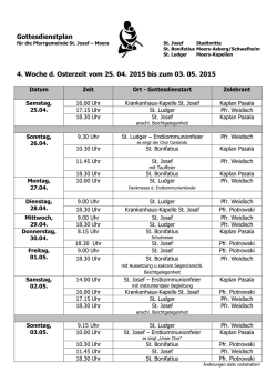Gottesdienstplan 4. Woche d. Osterzeit vom 25. 04