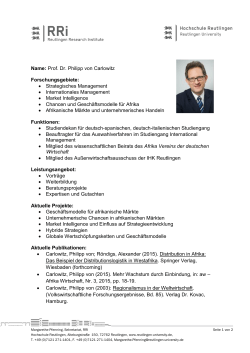 Name: Prof. Dr. Philipp von Carlowitz Forschungsgebiete