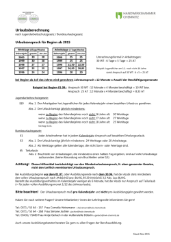 Informationen zur Urlaubsberechnung ab 2015