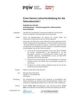 Erste Genius Lehrerfortbildung für die Sekundarstufe I