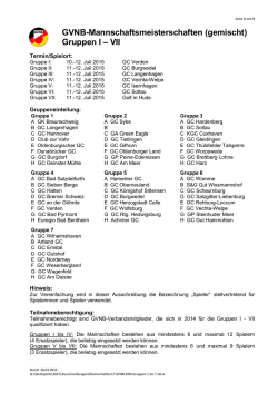 GVNB-Mannschaftsmeisterschaften (gemischt) Gruppen I &ndash; VII