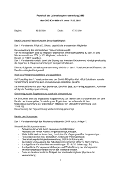 1 Protokoll der Jahreshauptversammlung 2015 der OHG Kiel