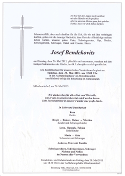 Josef &szlig;endekovits - Bestattung T&ouml;lly
