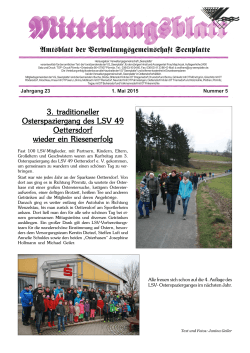 Amtsblatt 05/2015 - Verwaltungsgemeinschaft Seenplatte