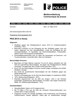 Medienmitteilung Communiqué de presse PKS 2014 in Kürze