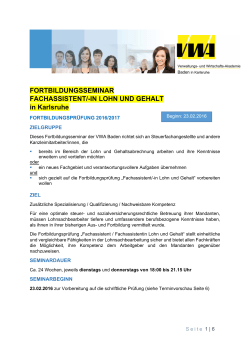 Infoblatt Fachassistent/in Lohn und Gehalt - VWA