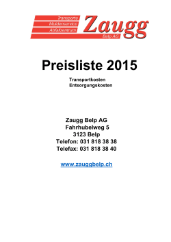 Preise 2015 / Transport+Entsorgung