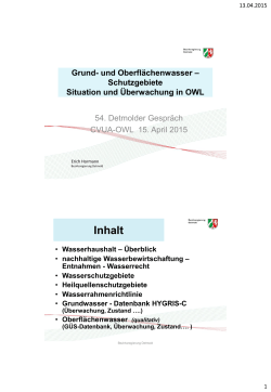 Grund- und Oberfl&auml;chenwasser inkl. Schutzgebiete - CVUA-OWL