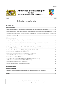 Schulanzeiger der Regierung der Oberpfalz Nr. 03/2015