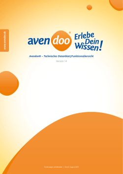 Avendoo&reg; &ndash; Technisches Datenblatt/Funktions&uuml;bersicht