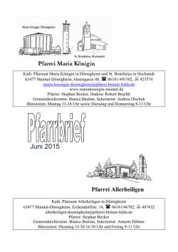 Gottesdienstordnung Juni 2015 - Katholische Pfarrgemeinde Maria