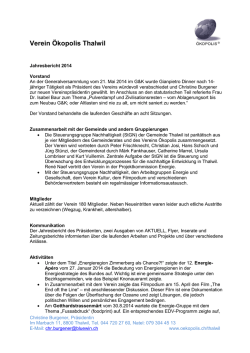 Jahresbericht 2014 - Stiftung Oekopolis