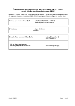 Öffentliches Verfahrensverzeichnis gemäß § 4e